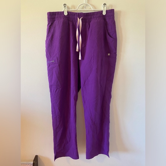 Figs Pants - FIGS Womens Purple Yola W20SW2031 Straight Leg Ankle Slit Scrub Pants Size XL